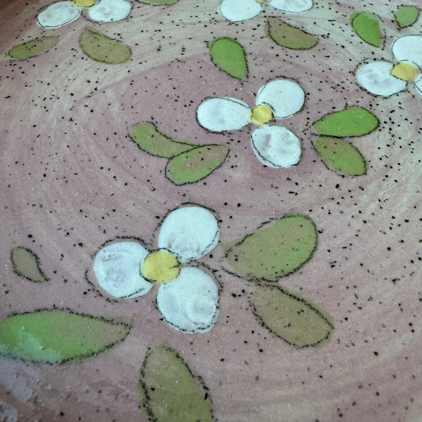 Keramik tallerken29-rosa effekt med blomst (kopi)