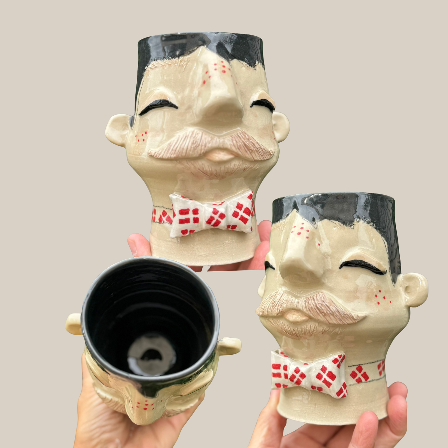 Kiki kop 234 - Moustache Kiki VASE u. briller