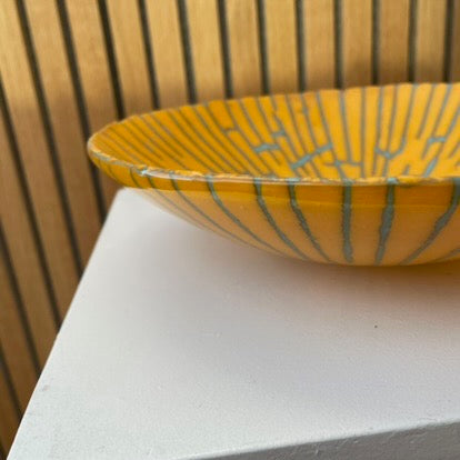 Unika glasskål 1. morgenfrue gul / turkis