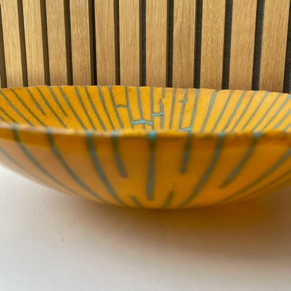 Unika glasskål 1. morgenfrue gul / turkis