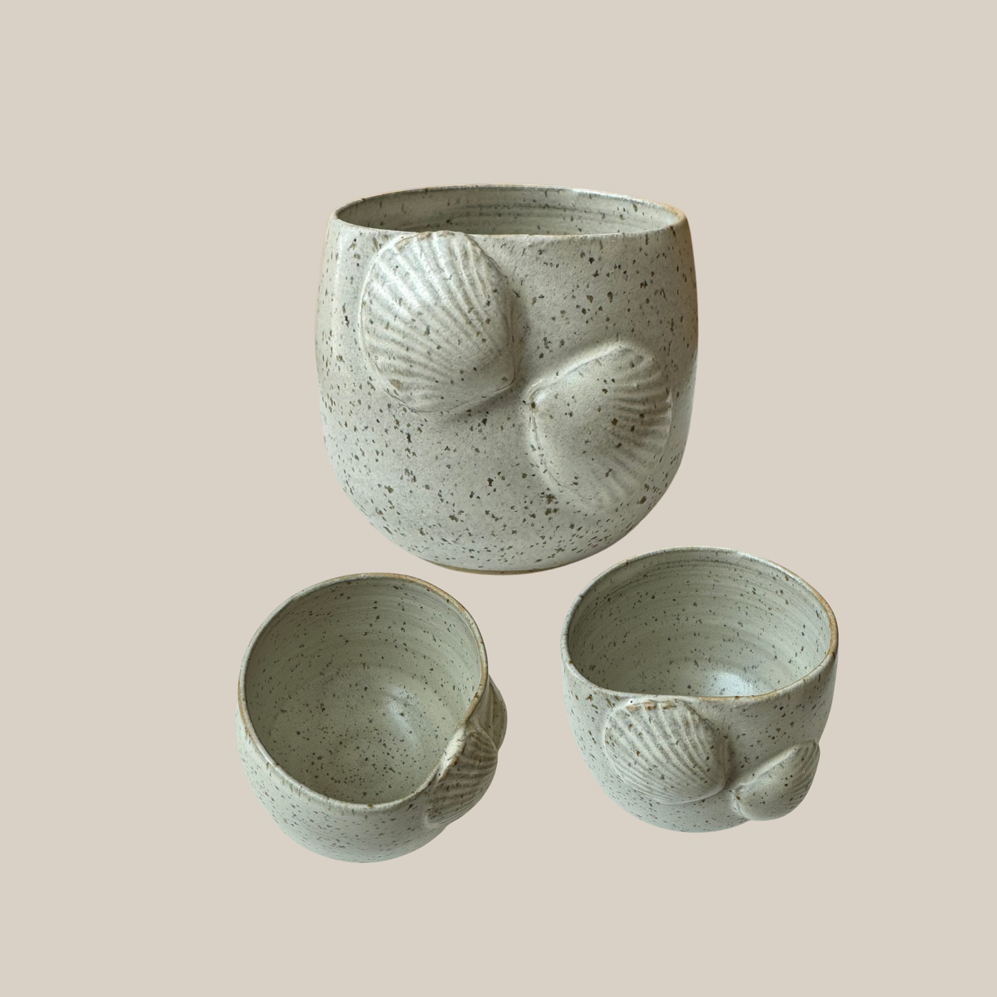 Beige keramik kop musling
