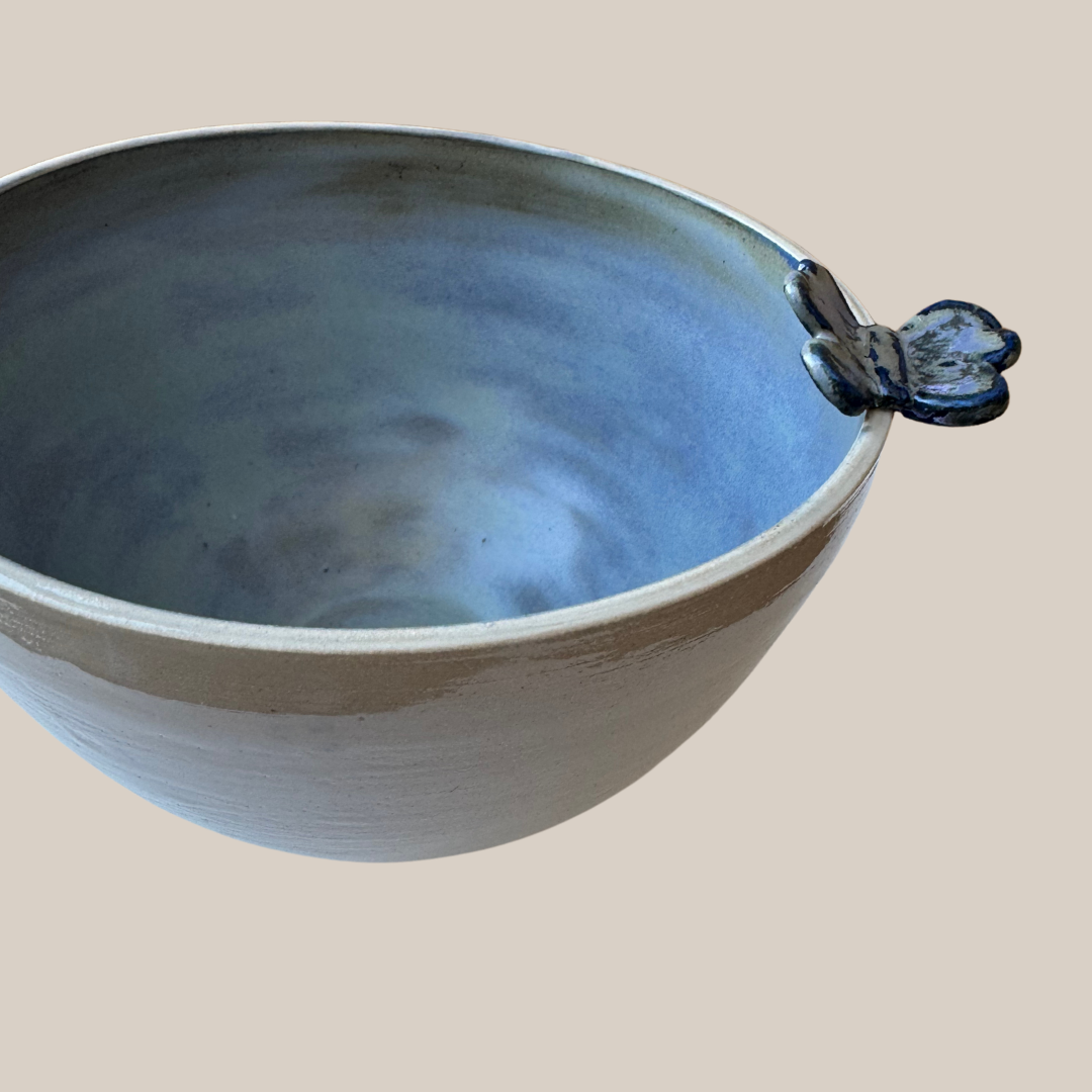 Keramik skål nr.38 Dueblå m. sommerfugl