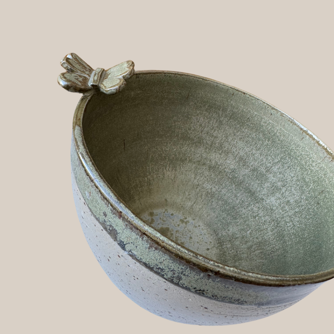 Keramik skål nr.39 Grøn m. sommerfugl