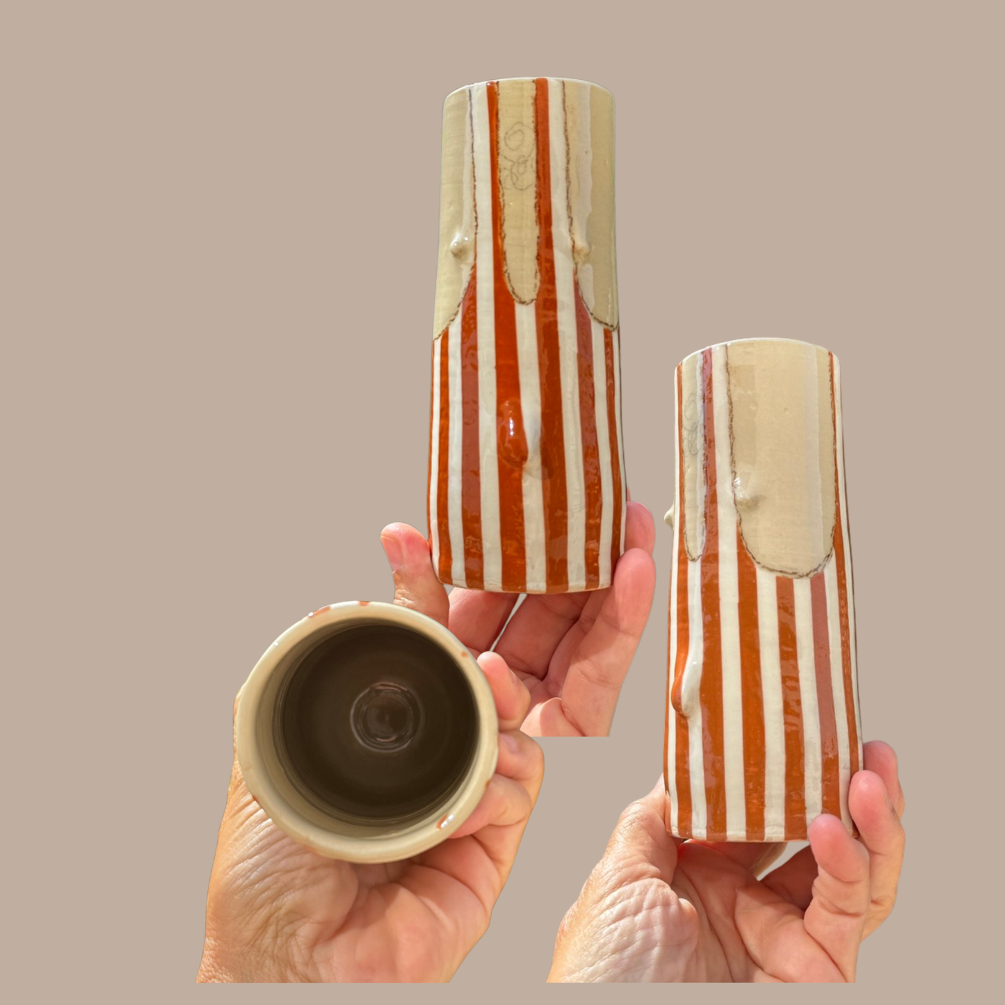 Herre-sommerkrop-VASE 5 - Hvid og terracotta stribet