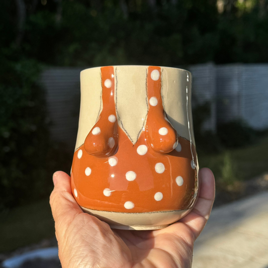 Sommer-krop-kop 87 - Terracotta med prikker