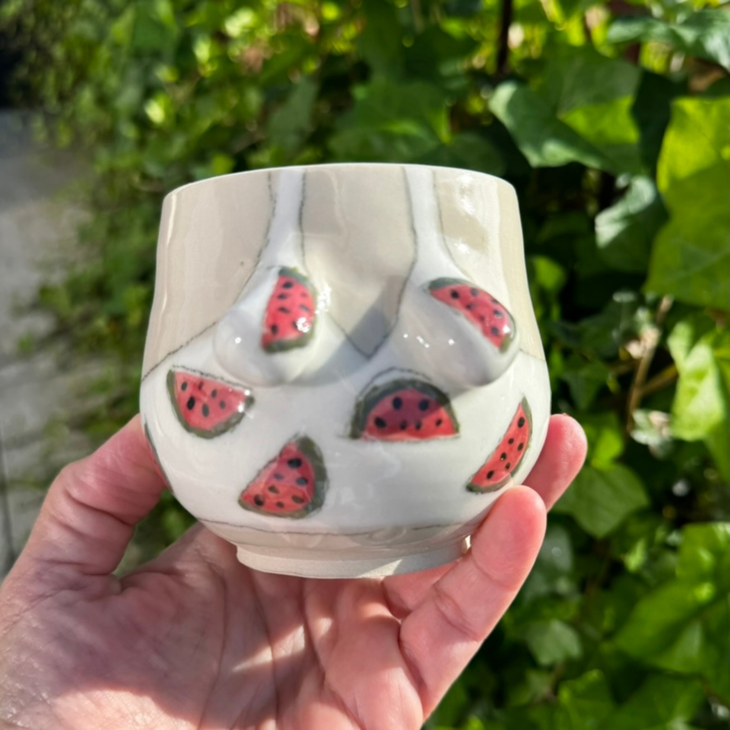 Sæt med sommerkrop kop og tallerken- Vandmelon