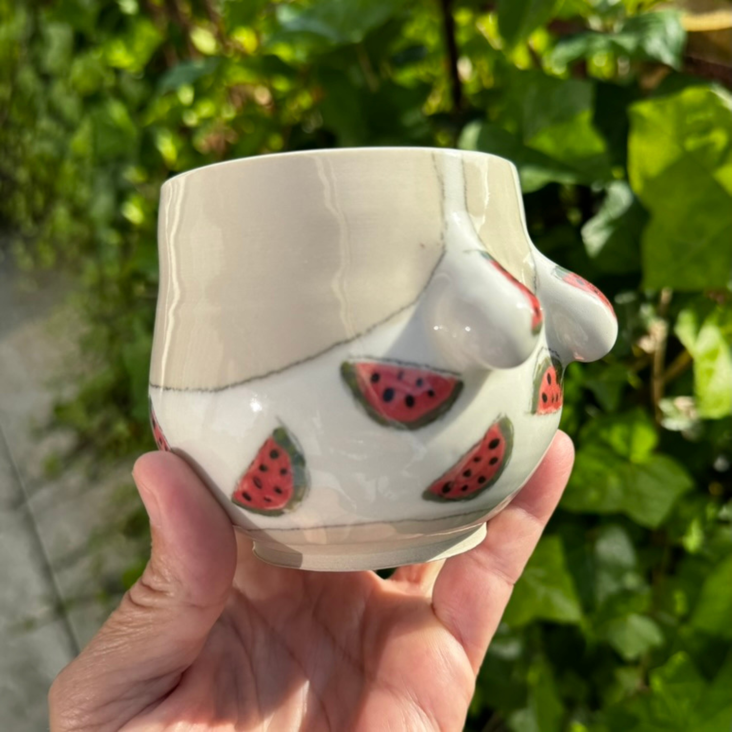 Sæt med sommerkrop kop og tallerken- Vandmelon