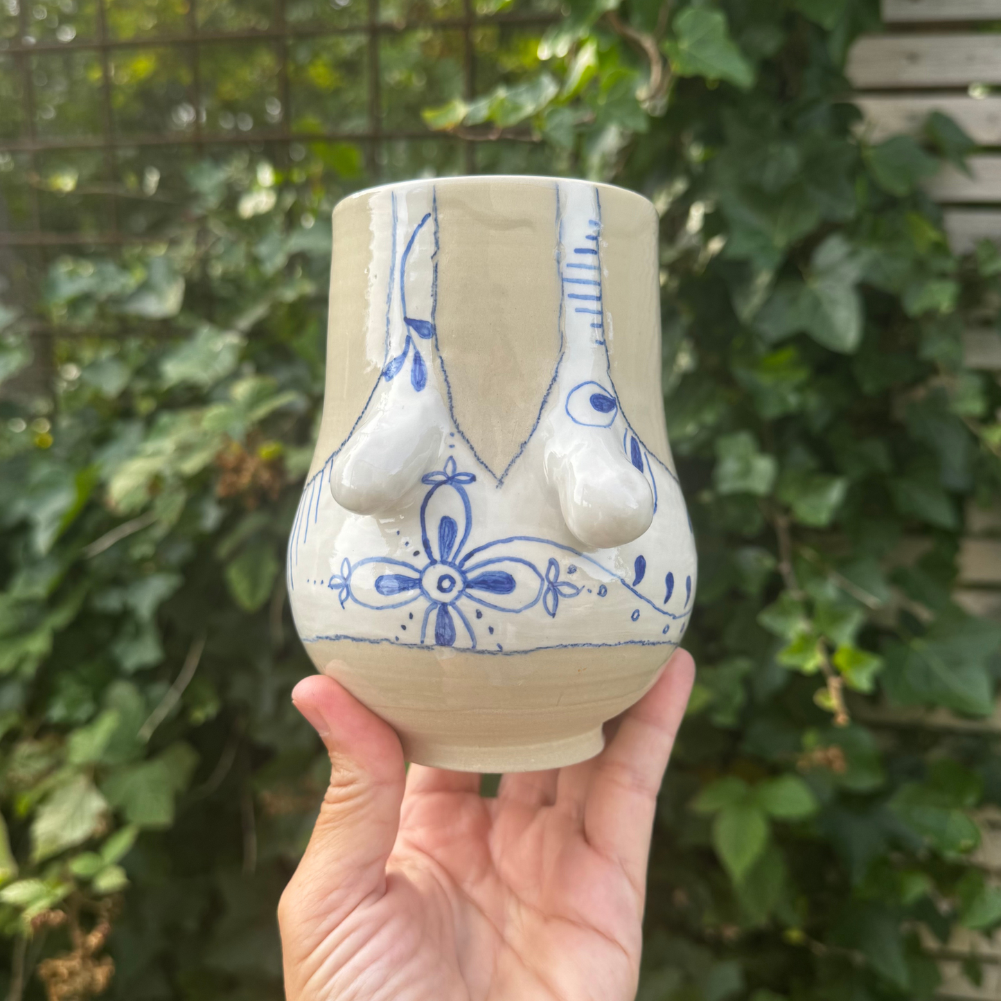 Sommer-krop-VASE 10 - Blå og hvid