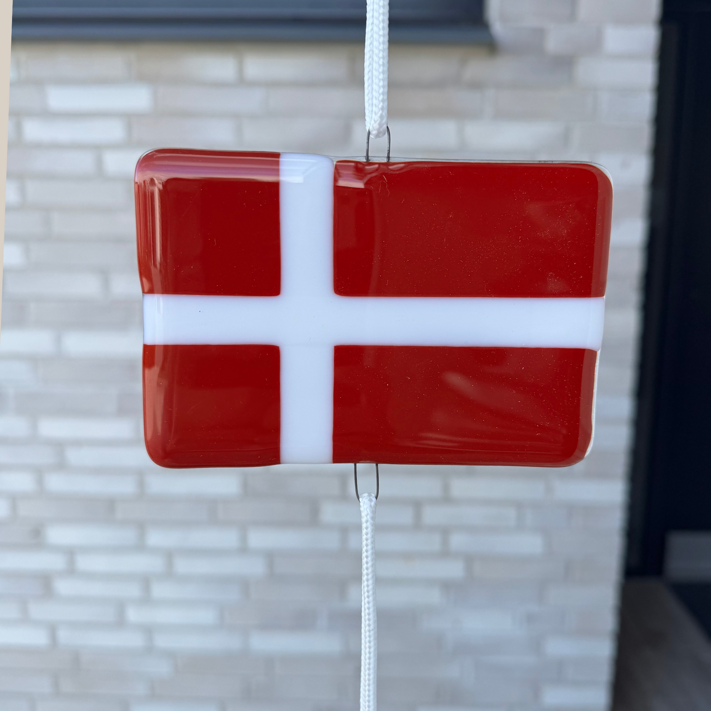 Flagranke-rød/hvid-Traditionel med Dansk flag-stor