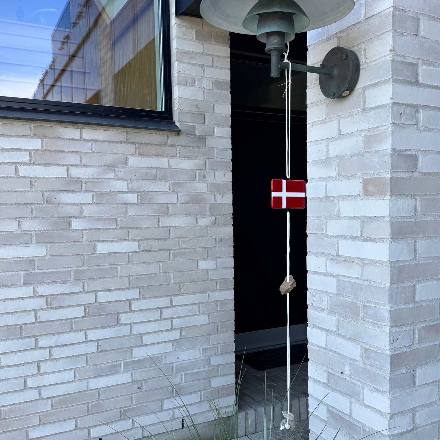 Flagranke-rød/hvid-Traditionel med Dansk flag-stor