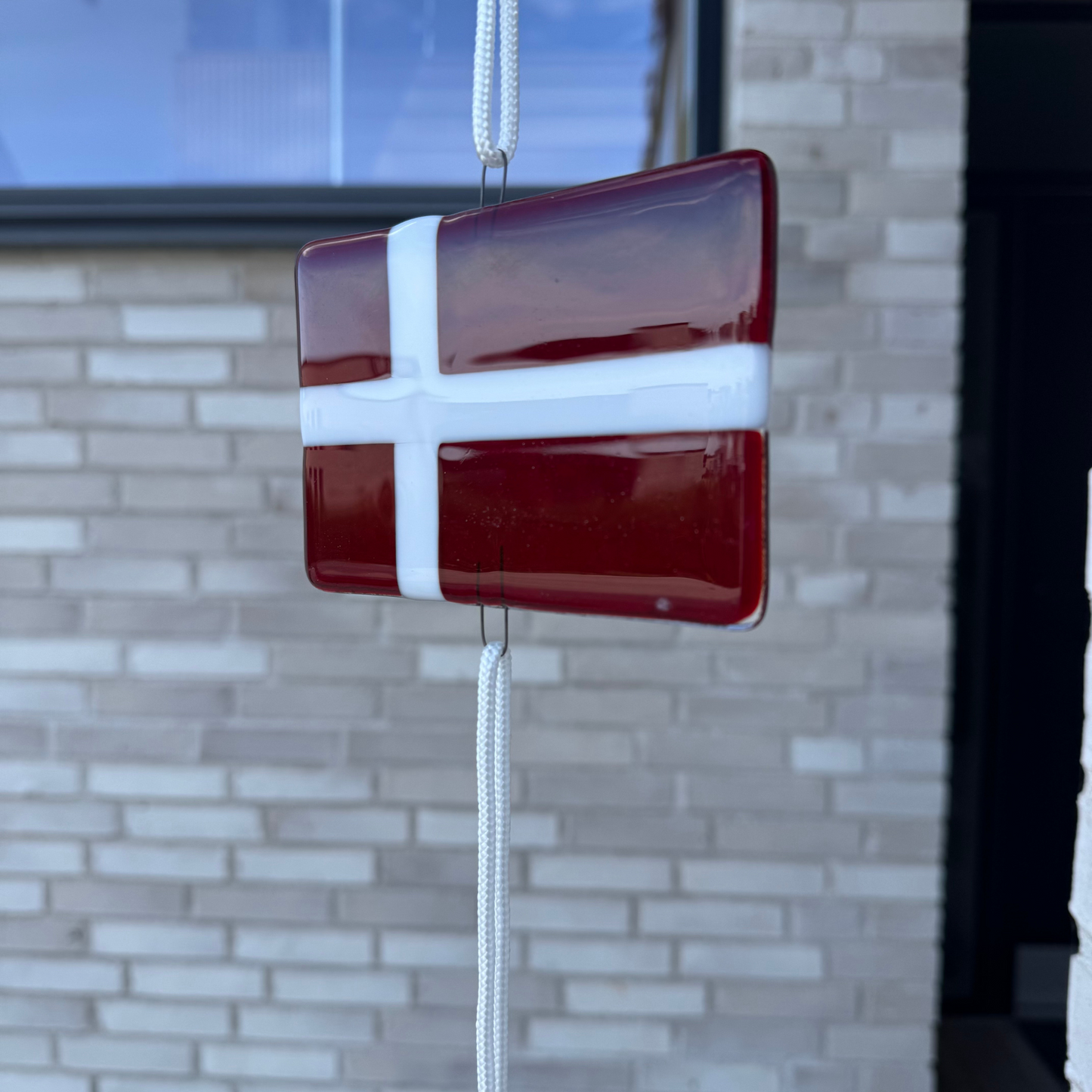 Flagranke-tr. rød/hvid-Traditionel med Dansk flag-stor
