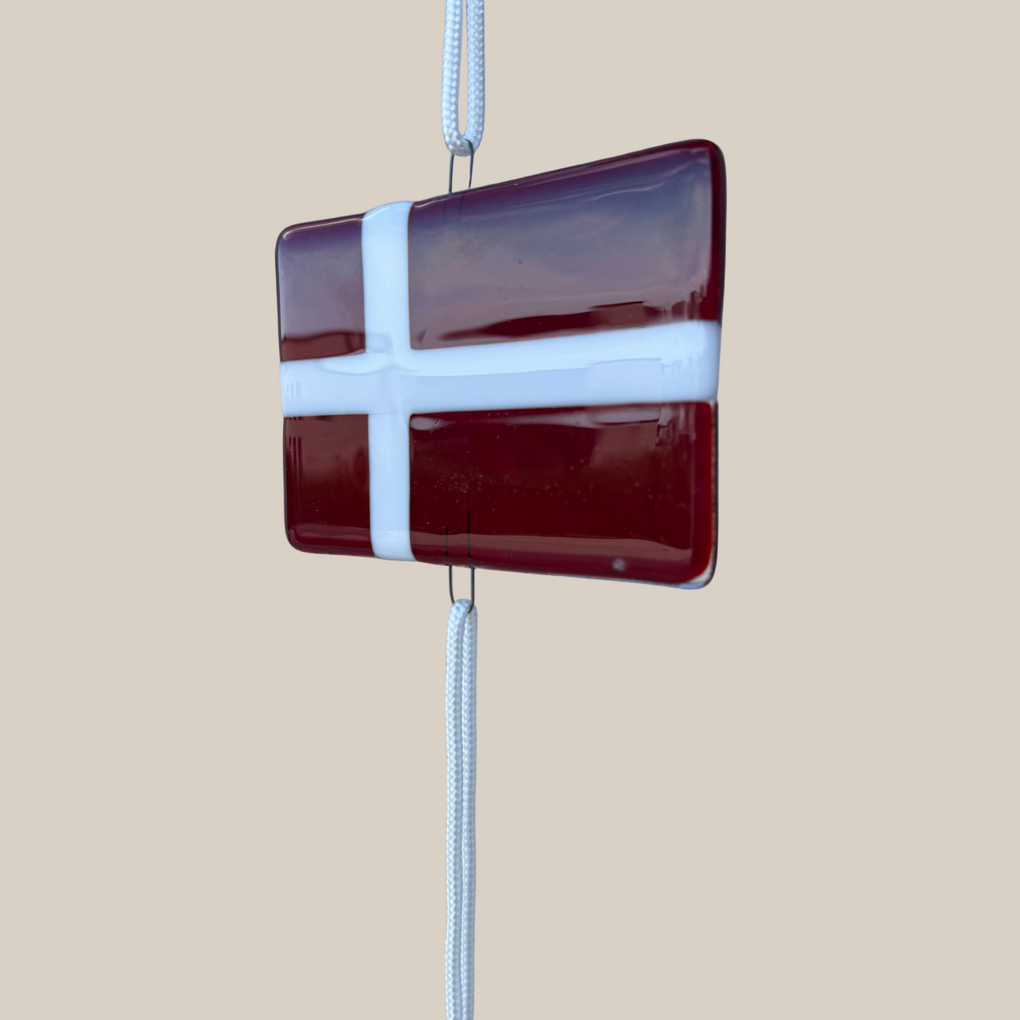 Flagranke-tr. rød/hvid-Traditionel med Dansk flag-stor