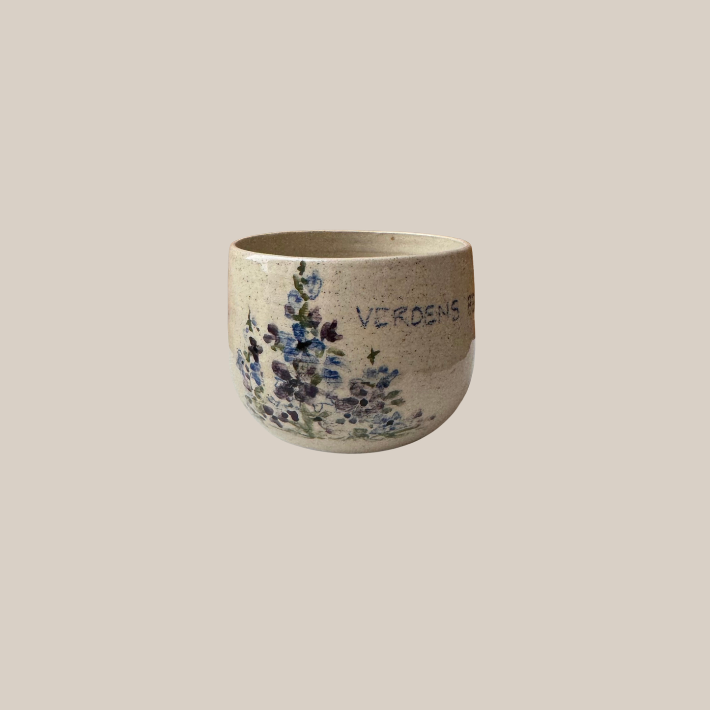 Keramikkop195 - med blomster og tekst