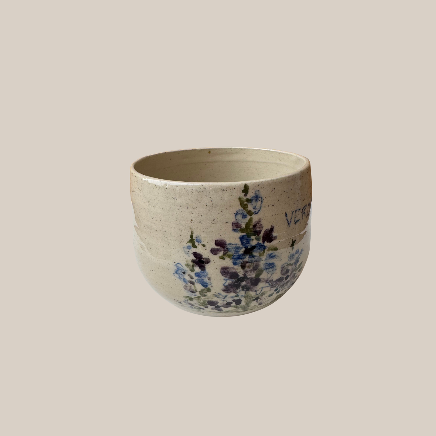 Keramikkop195 - med blomster og tekst