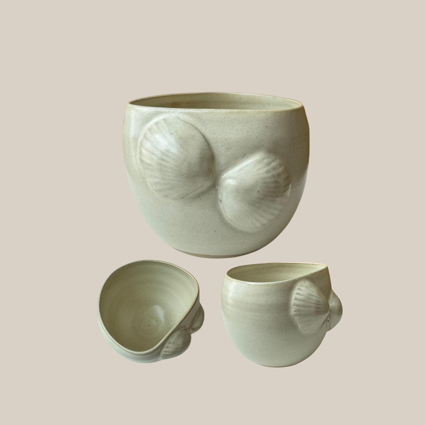 Beige keramik kop musling