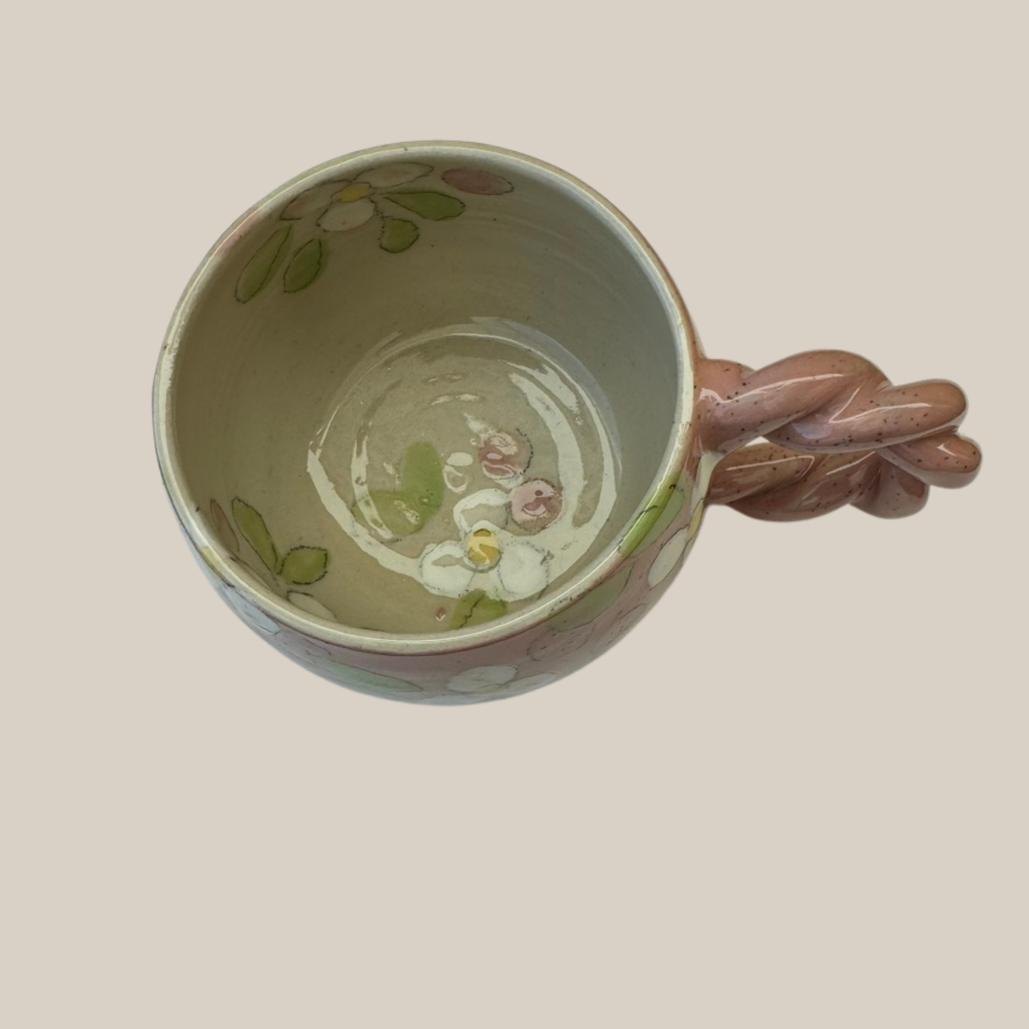 Keramikkop80. Rosa effekt med hvide æbleblomster.