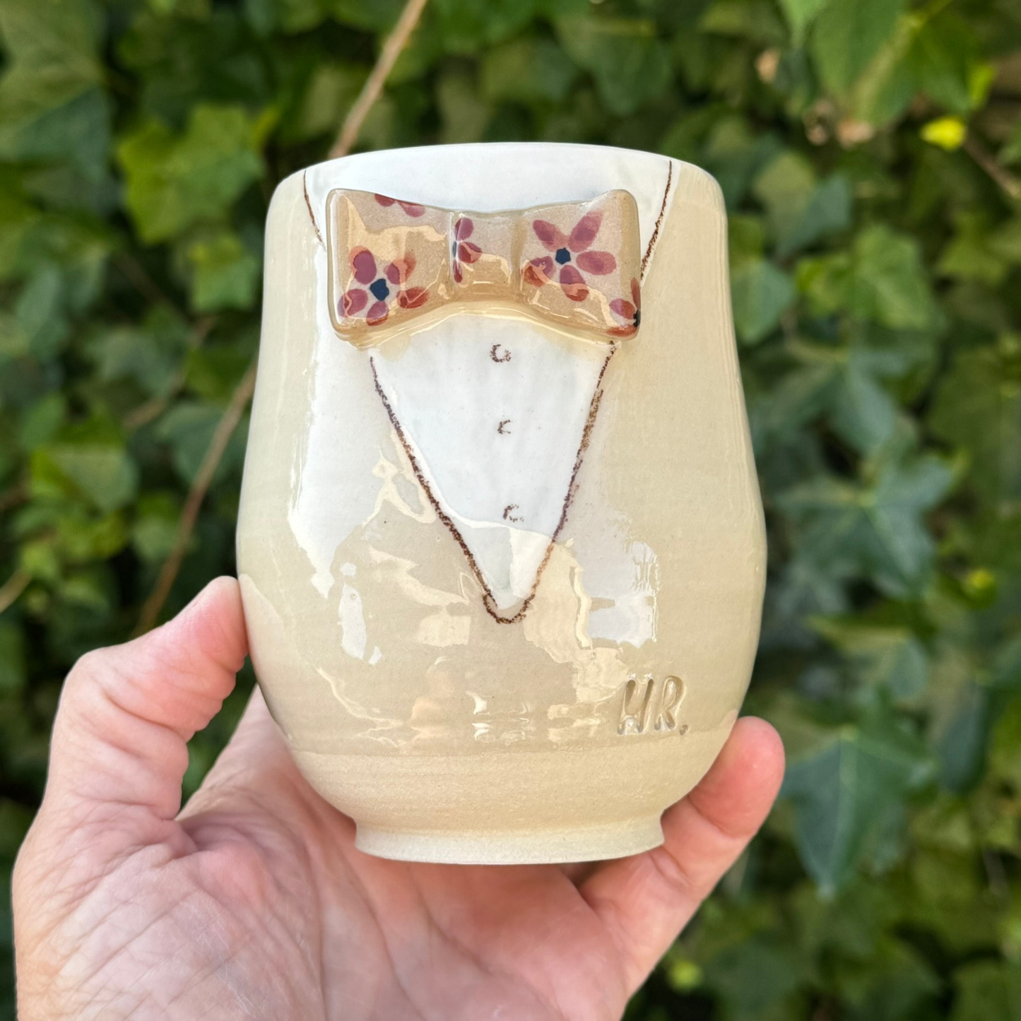 PAR 27- HR & FRU beige med brune blomster