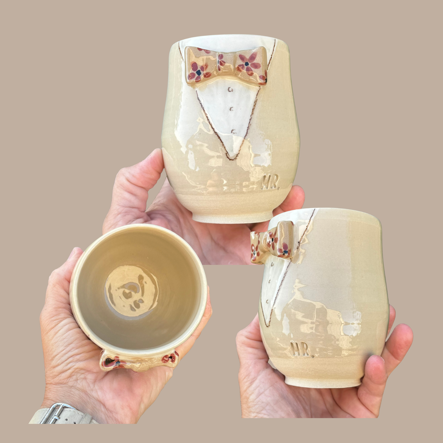 PAR 27- HR & FRU beige med brune blomster