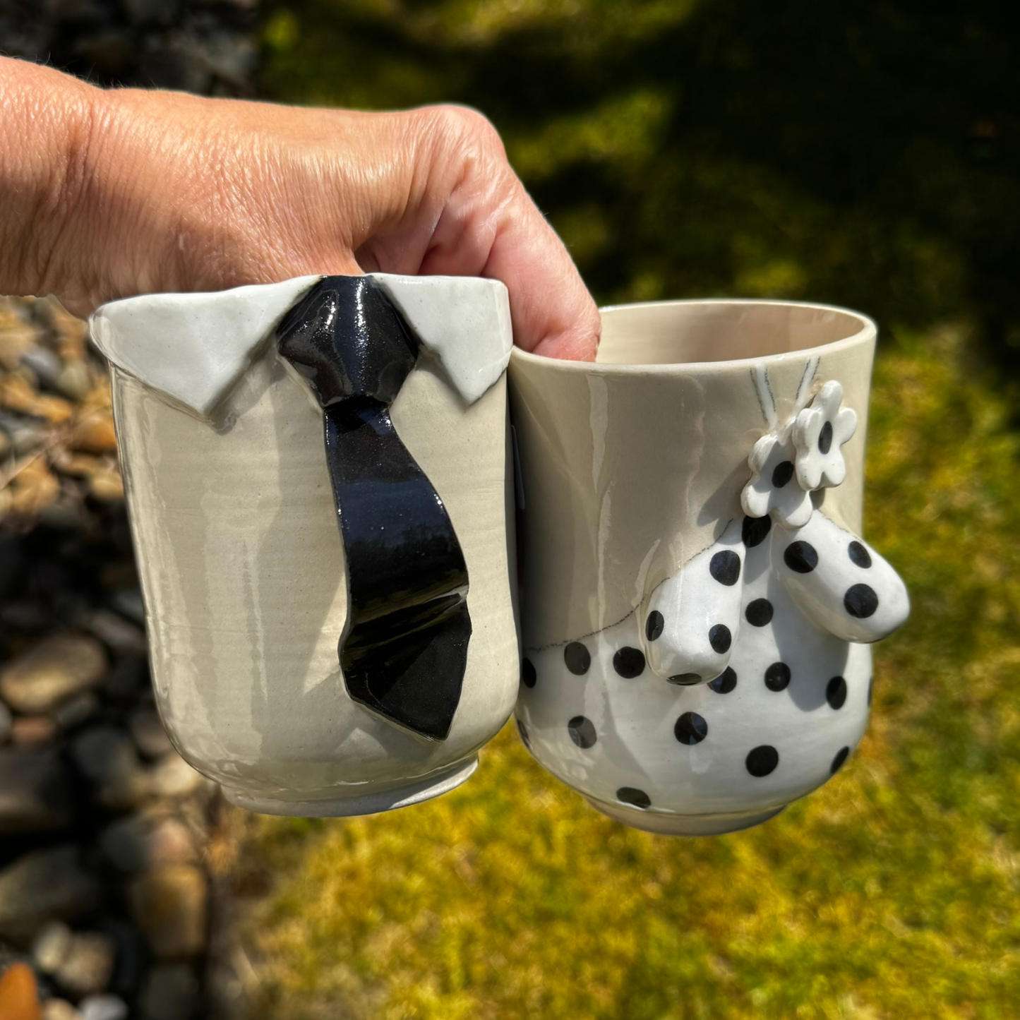 PAR 7- HR & FRU kropkopper i hvid og sort