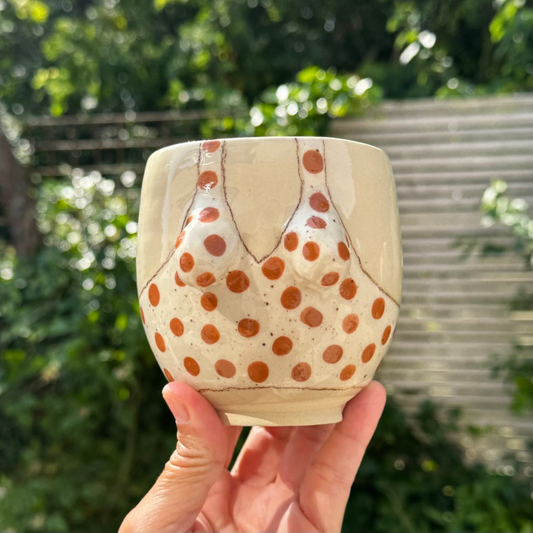 Sommer-krop-kop 102- terracotta prikket