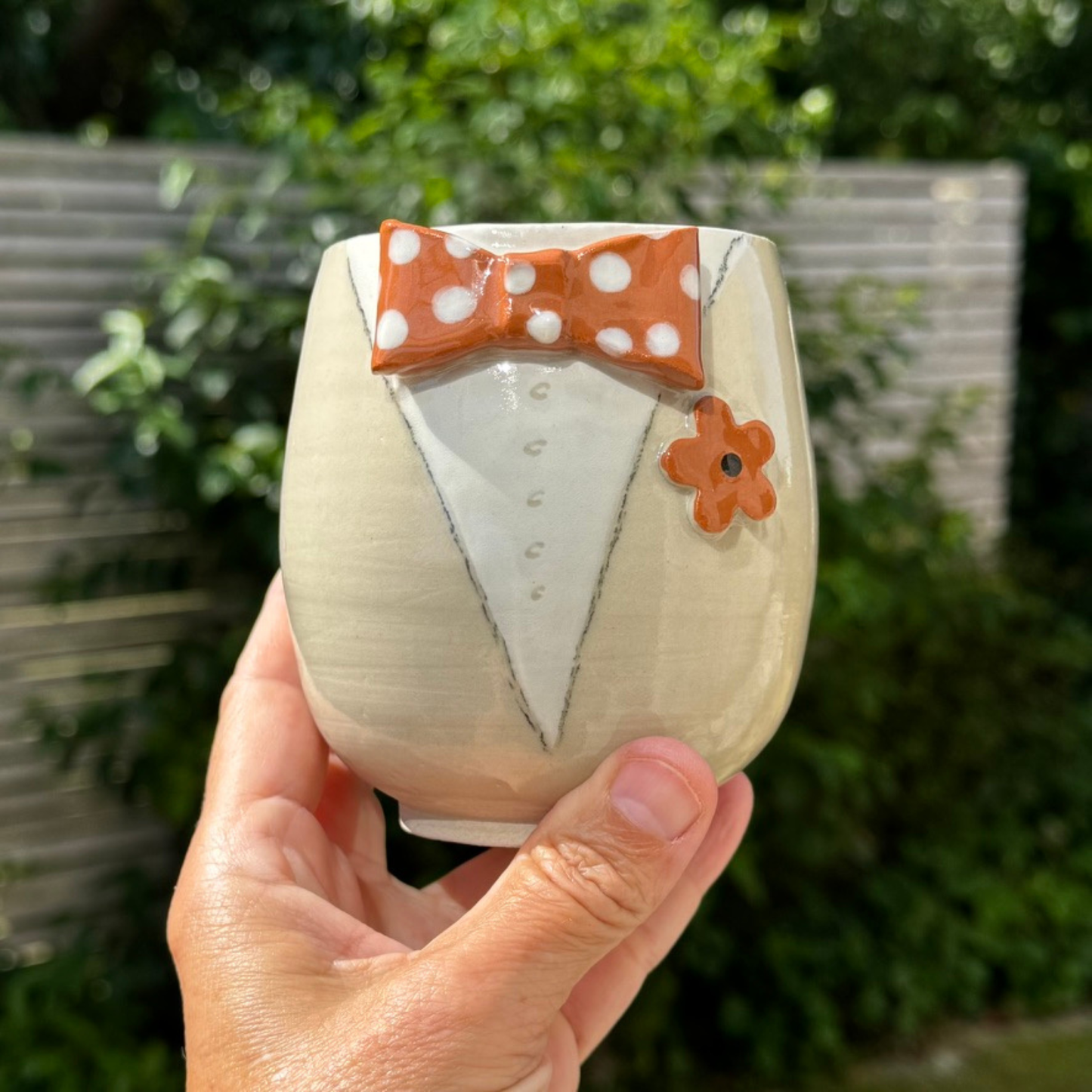 PAR 11- HR & FRU kropkopper i hvid og terracotta.